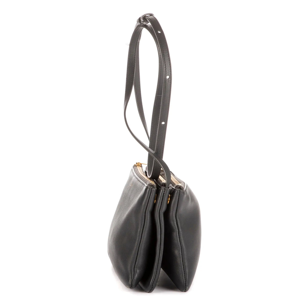 Bolso de hombro Trio pequeño de piel de becerro gris oscuro