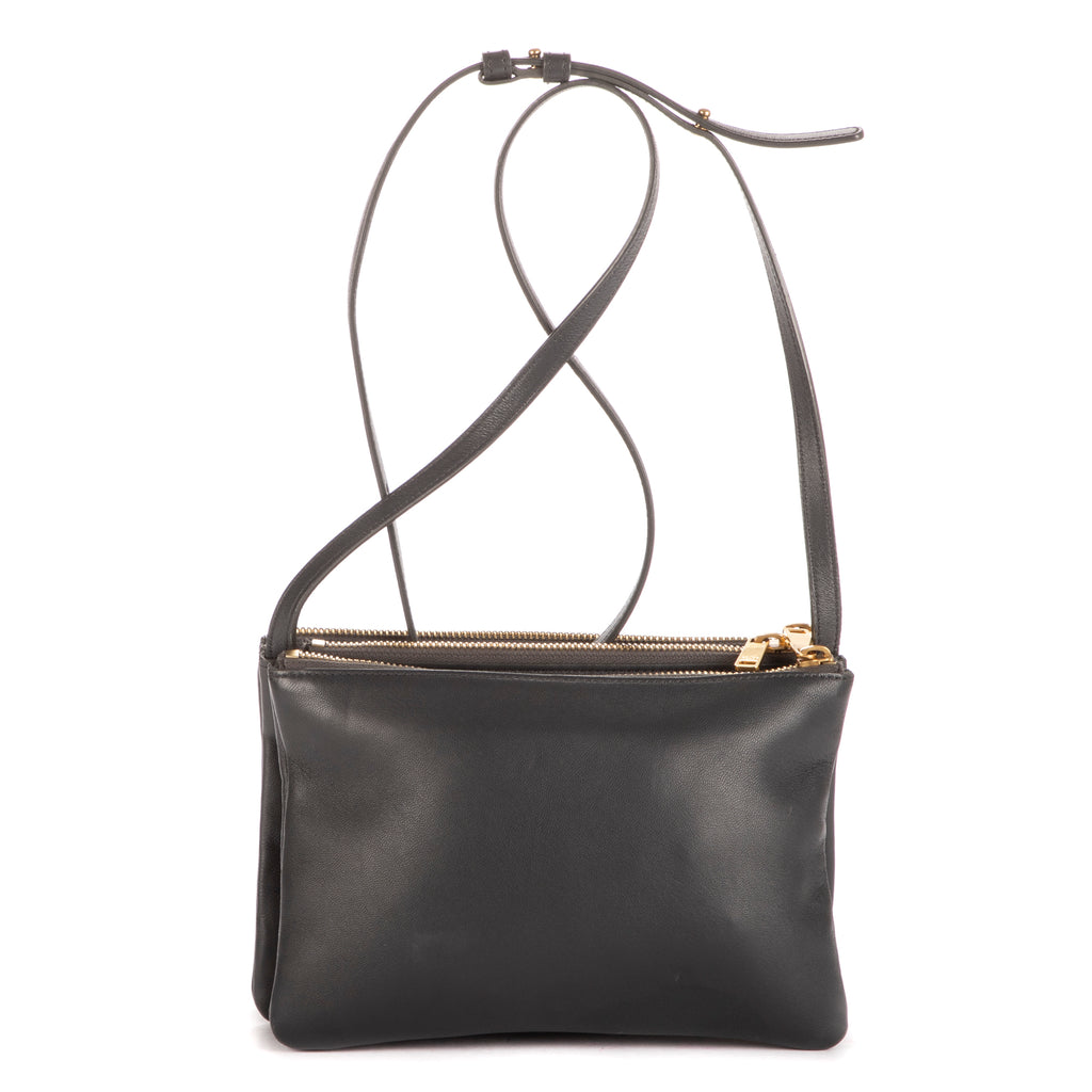 Bolso de hombro Trio pequeño de piel de becerro gris oscuro