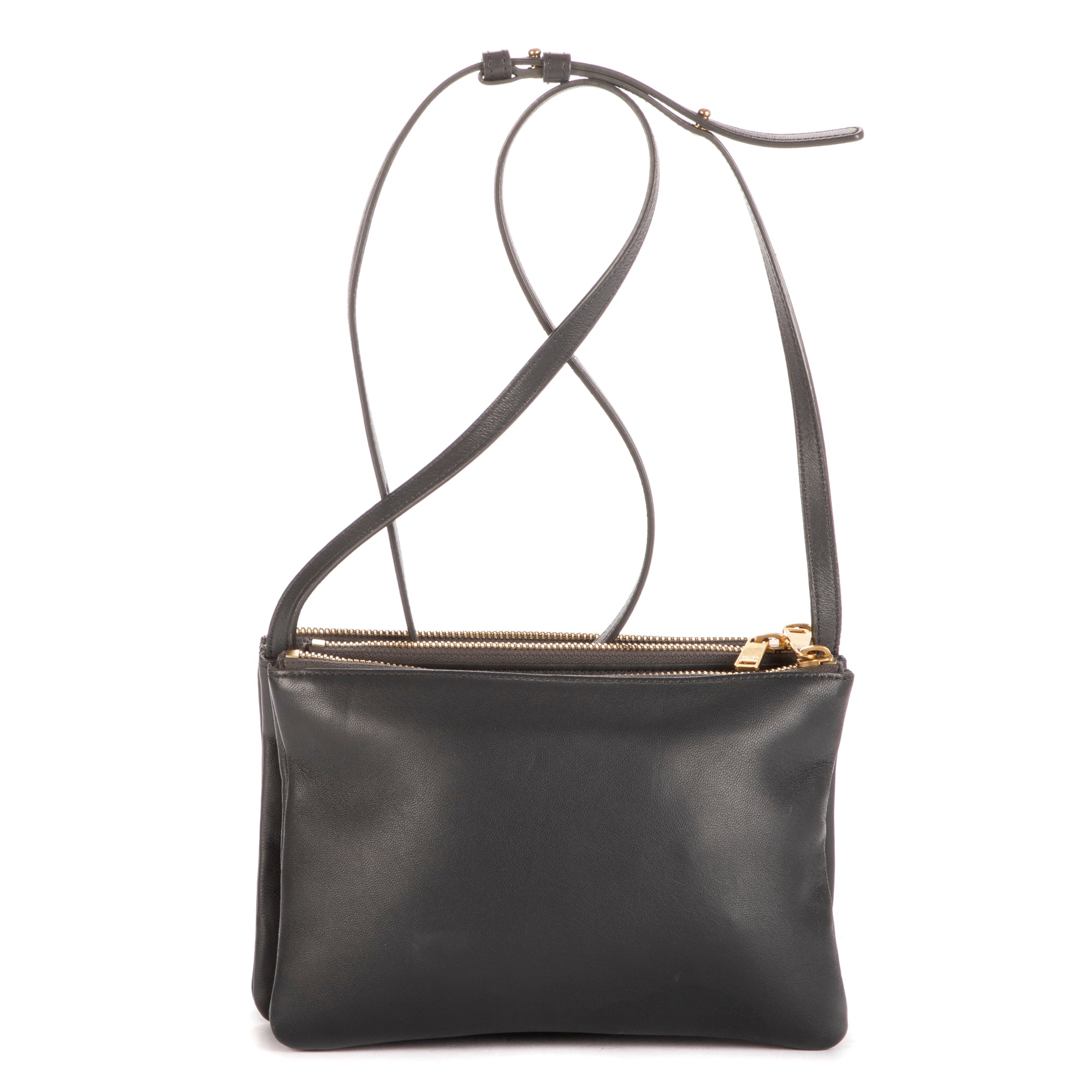 Bolso de hombro Trio pequeño de piel de becerro gris oscuro