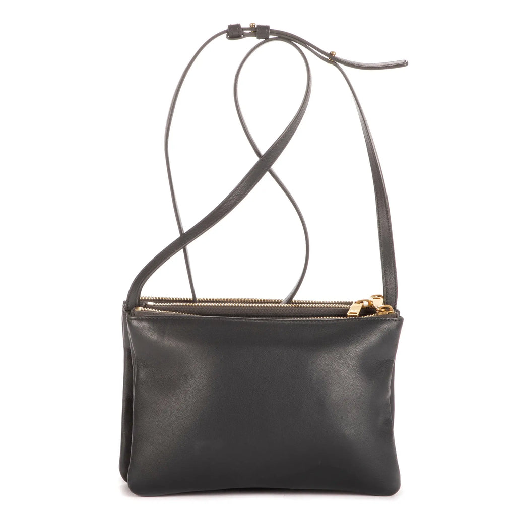 Bolso de hombro Trio pequeño de piel de becerro gris oscuro