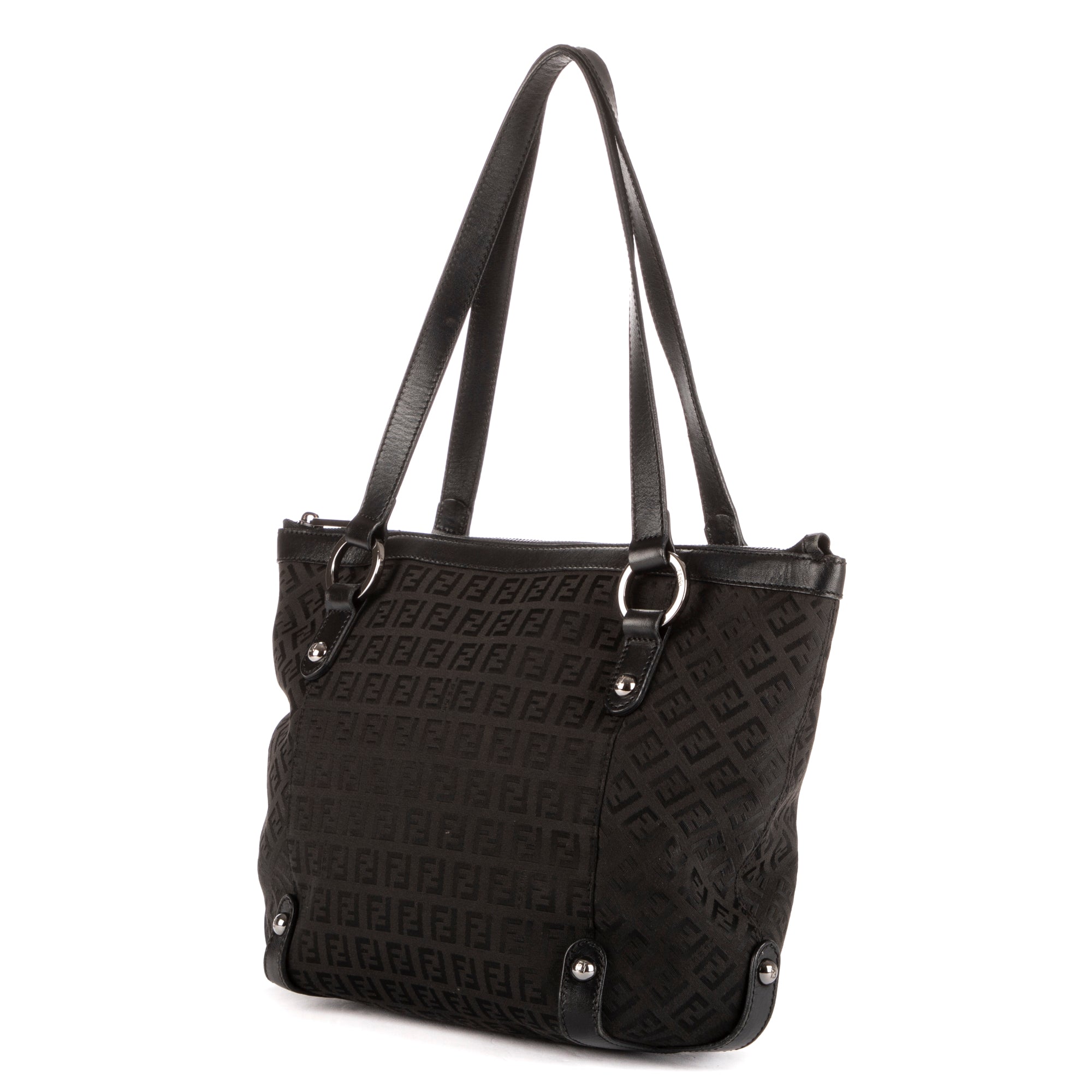 Shoulder Bag Shopping Tote Black Zucca Canvas