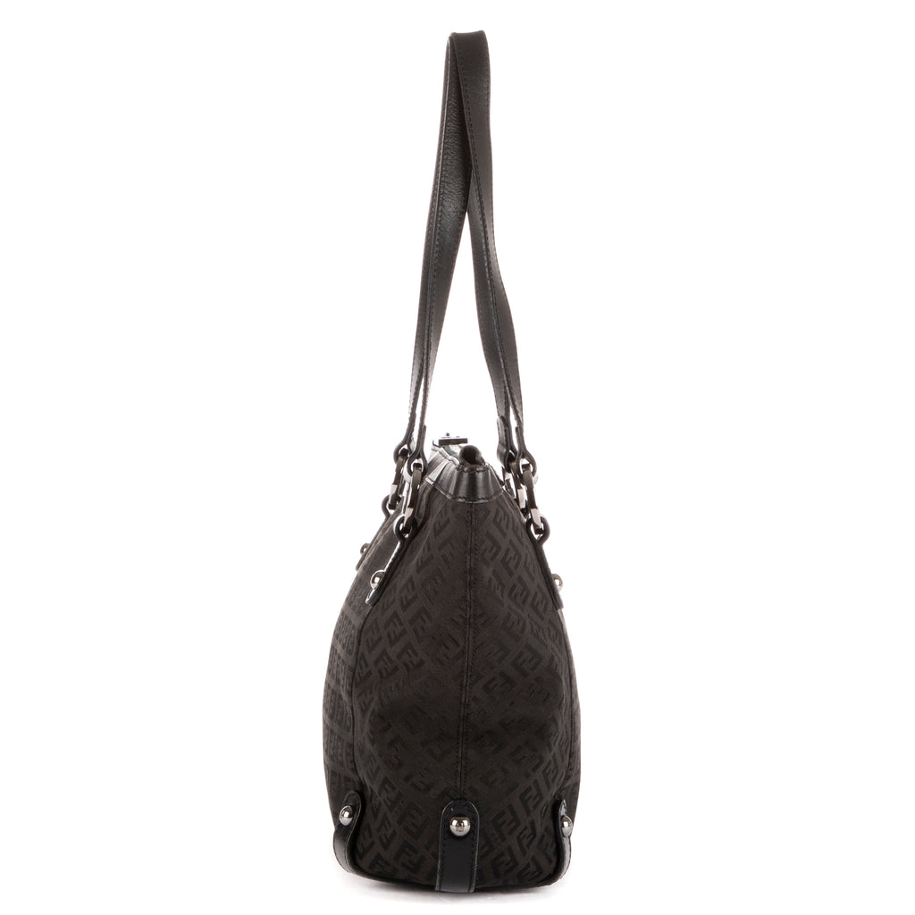 Shoulder Bag Shopping Tote Black Zucca Canvas