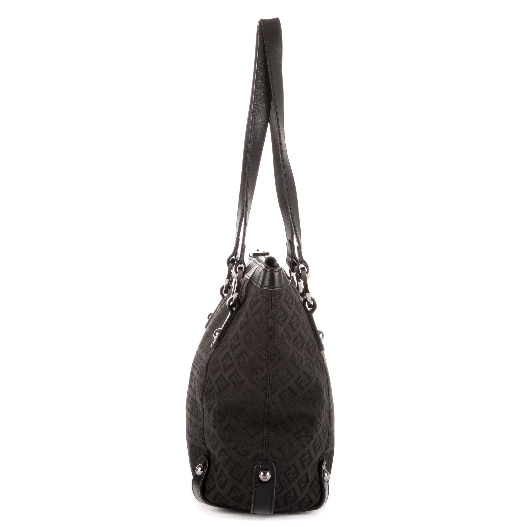 Shoulder Bag Shopping Tote Black Zucca Canvas