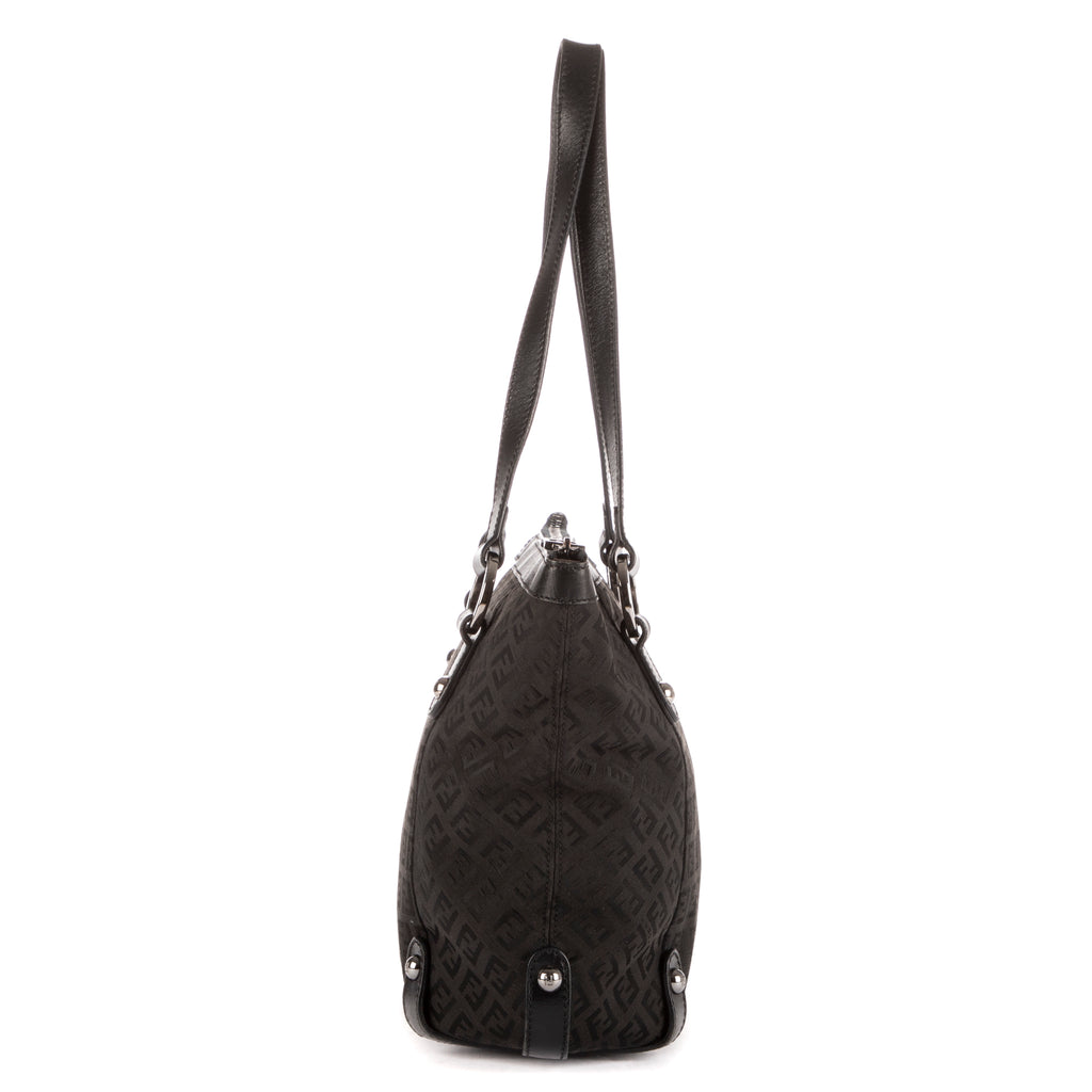 Shoulder Bag Shopping Tote Black Zucca Canvas