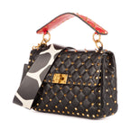 Shoulder Bag Rockstud Black Calfskin with spikes