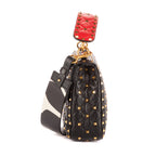 Shoulder Bag Rockstud Black Calfskin with spikes