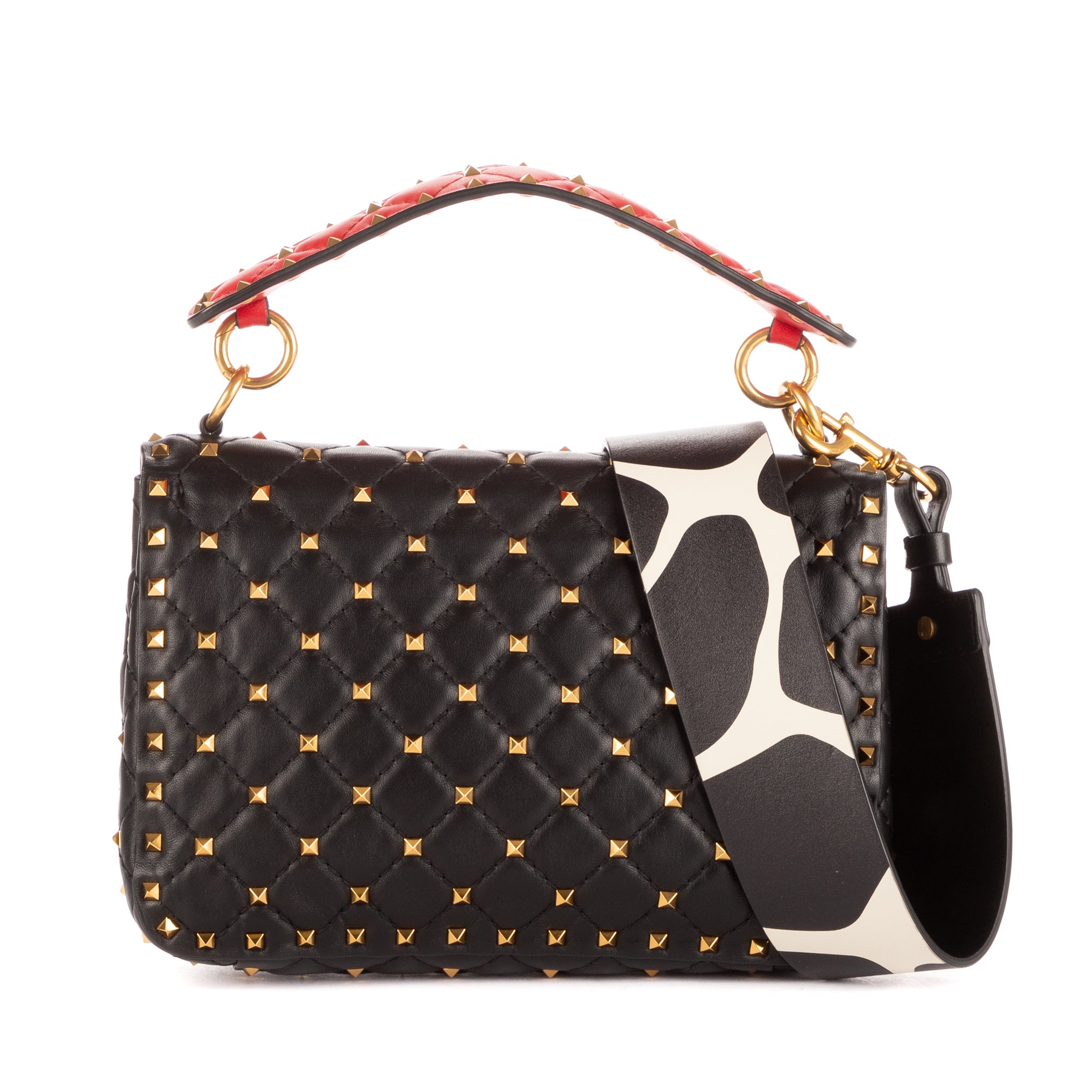 Shoulder Bag Rockstud Black Calfskin with spikes