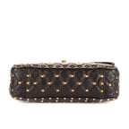 Shoulder Bag Rockstud Black Calfskin with spikes