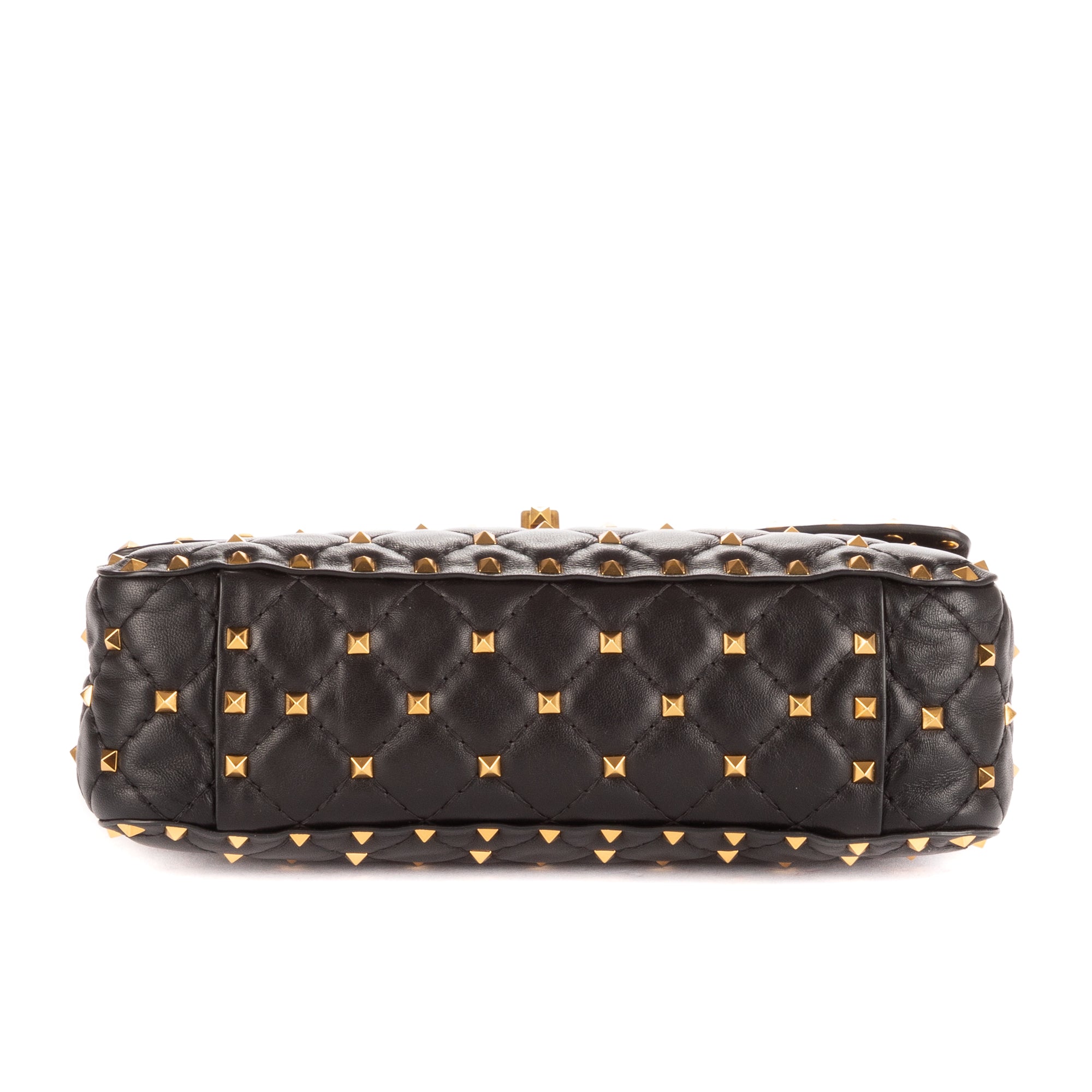 Shoulder Bag Rockstud Black Calfskin with spikes