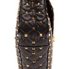 Shoulder Bag Rockstud Black Calfskin with spikes