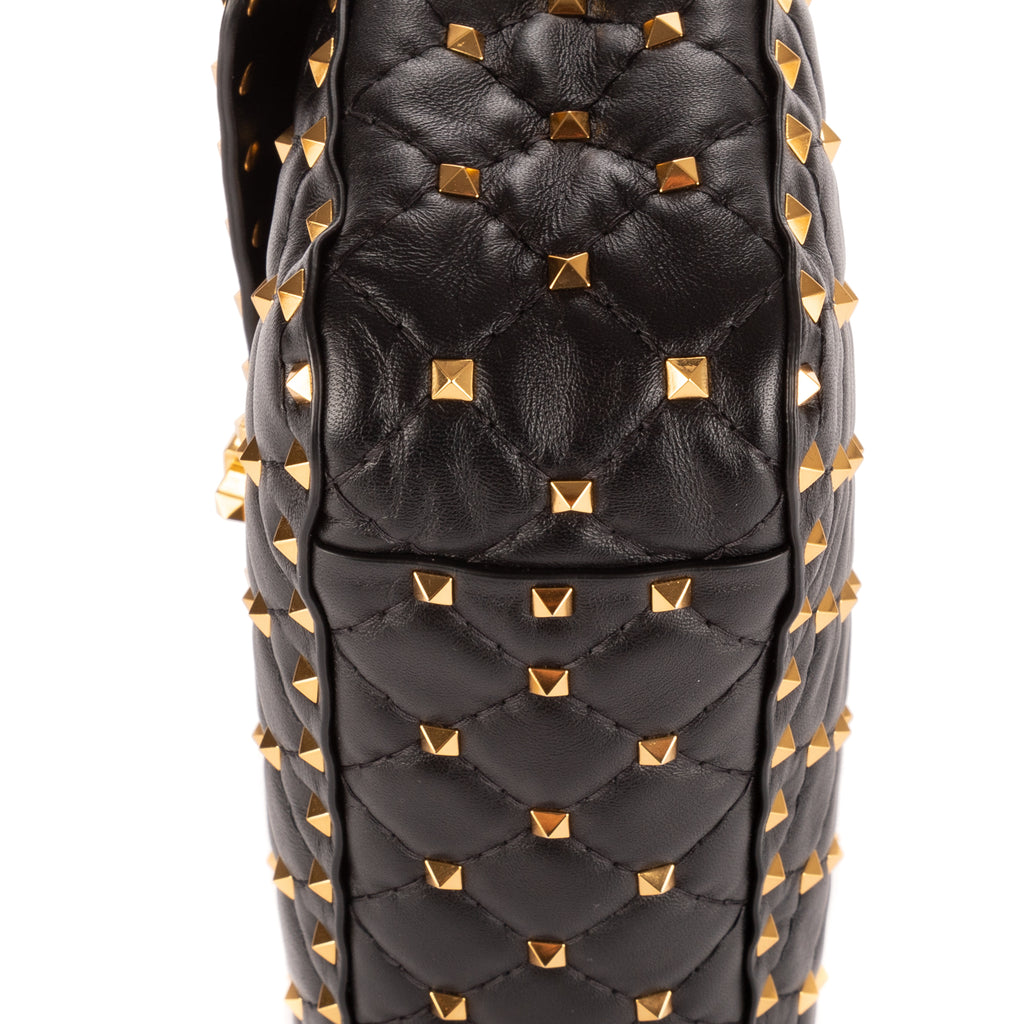 Shoulder Bag Rockstud Black Calfskin with spikes