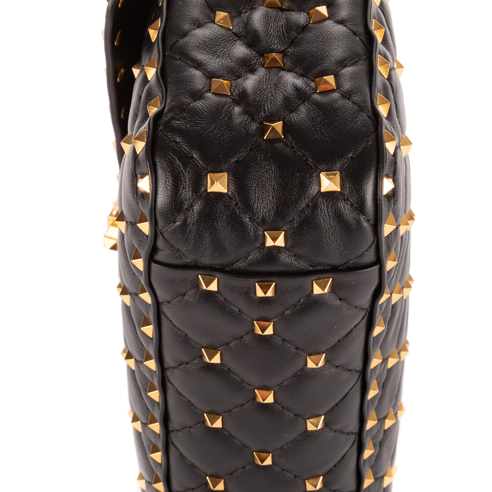 Shoulder Bag Rockstud Black Calfskin with spikes