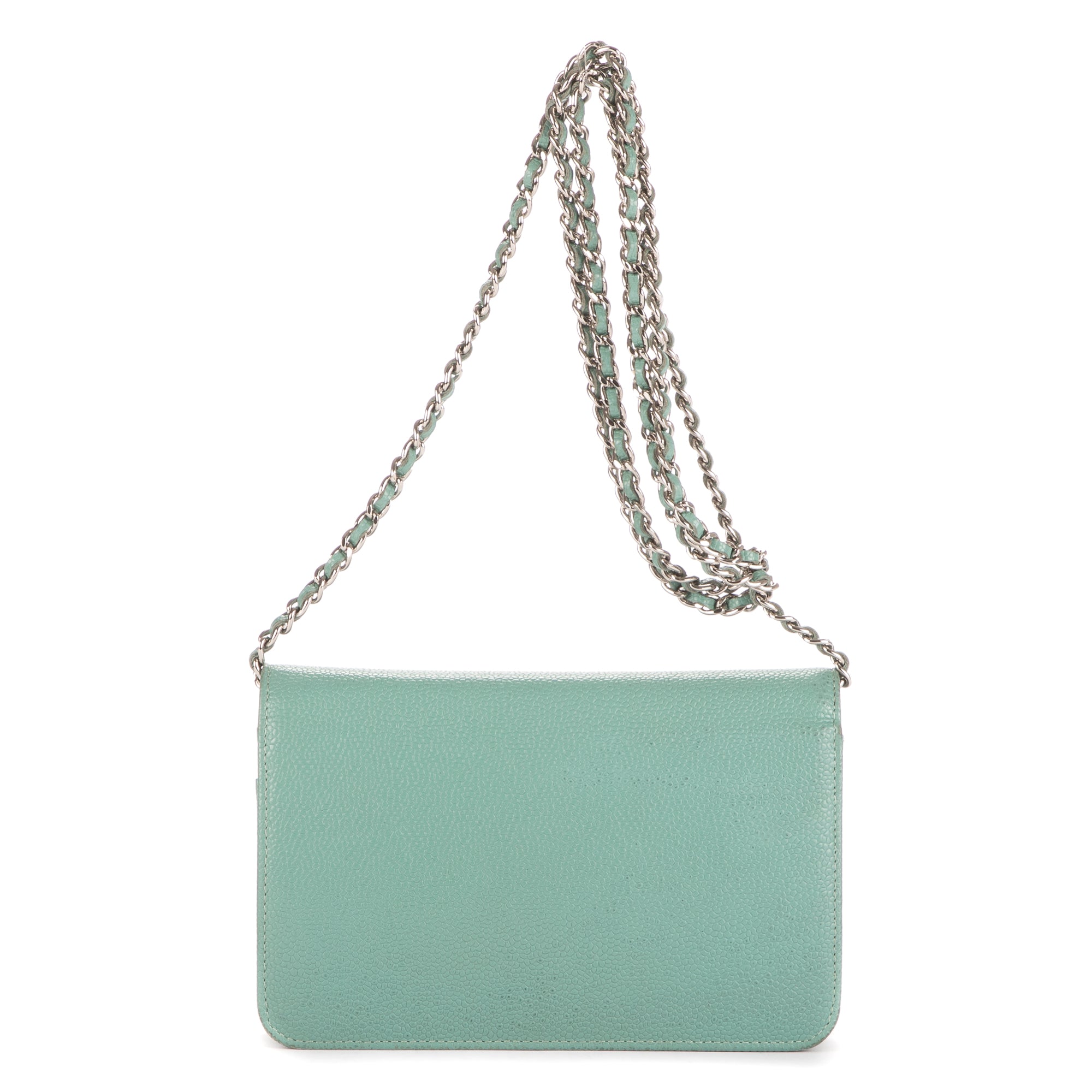 Shoulder Bag Classic Timeless Wallet on Chain Teal Blue CC Logo Caviar Leather