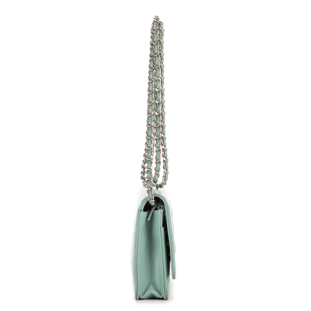 Shoulder Bag Classic Timeless Wallet on Chain Teal Blue CC Logo Caviar Leather