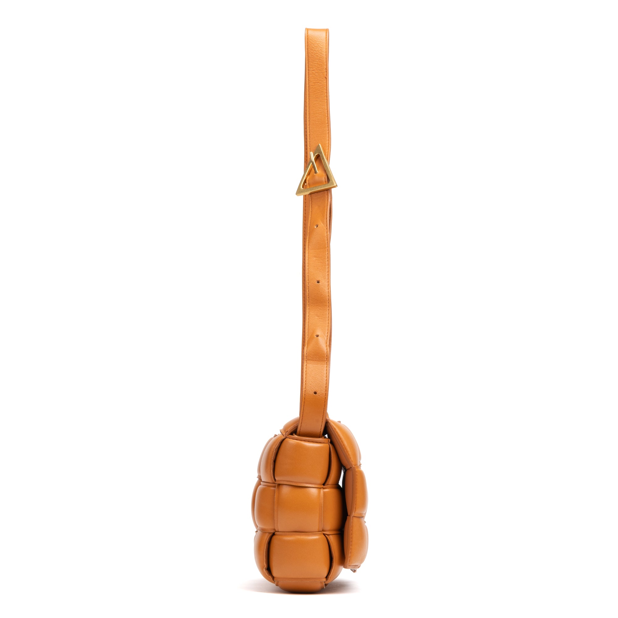 Shoulder Bag Cassette Orange Padded Intrecciato Leather