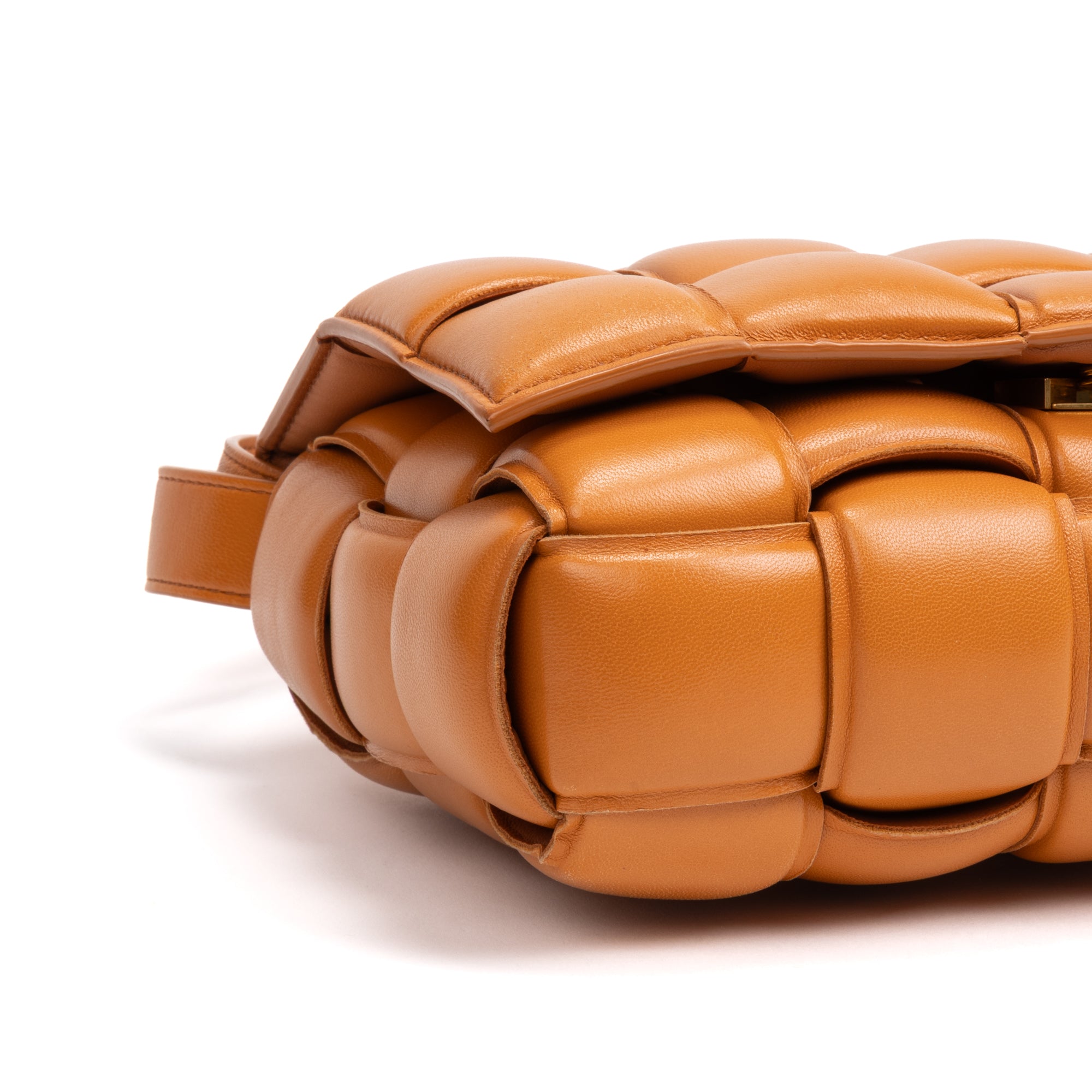 Shoulder Bag Cassette Orange Padded Intrecciato Leather