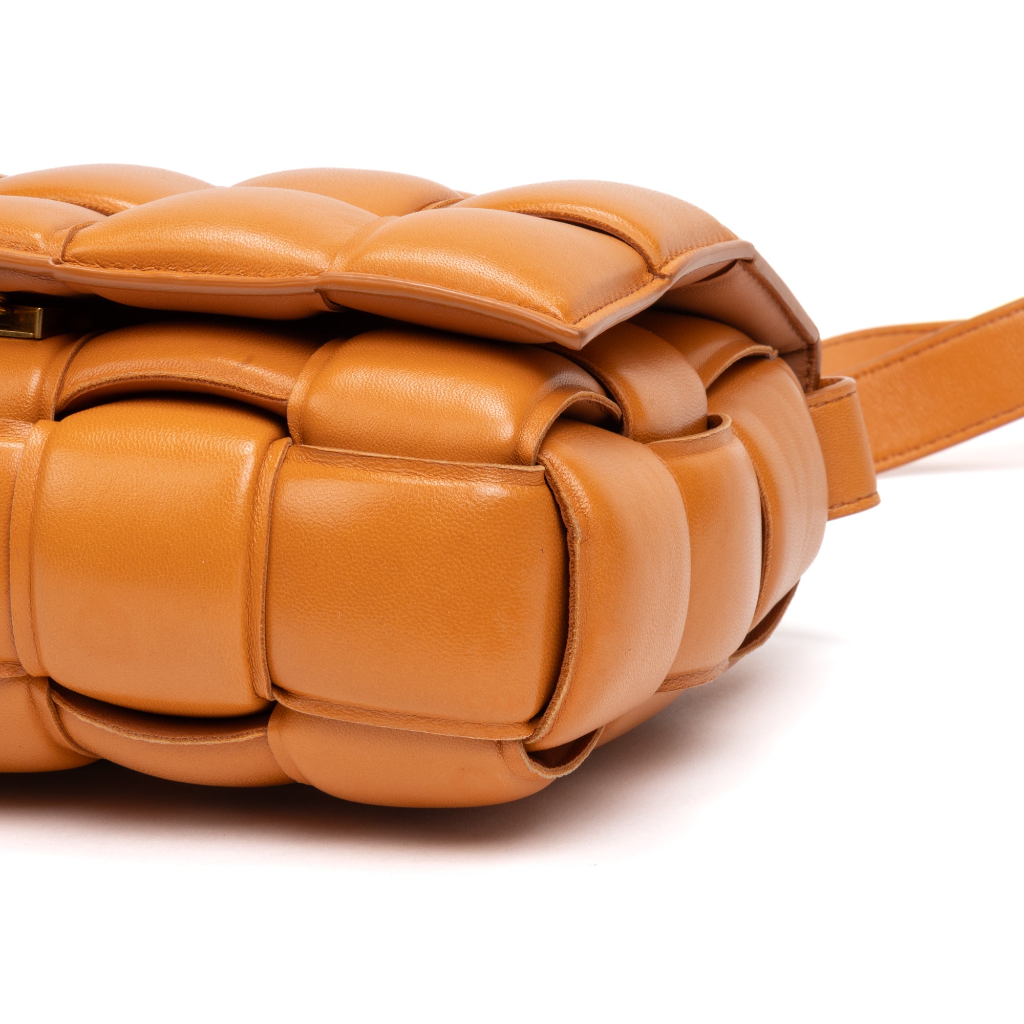 Shoulder Bag Cassette Orange Padded Intrecciato Leather