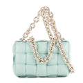 Shoulder Bag Chain Cassette Blue Padded Intrecciato Leather
