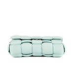 Shoulder Bag Chain Cassette Blue Padded Intrecciato Leather