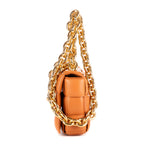 Shoulder Bag Chain Cassette Tan Padded Intrecciato Leather