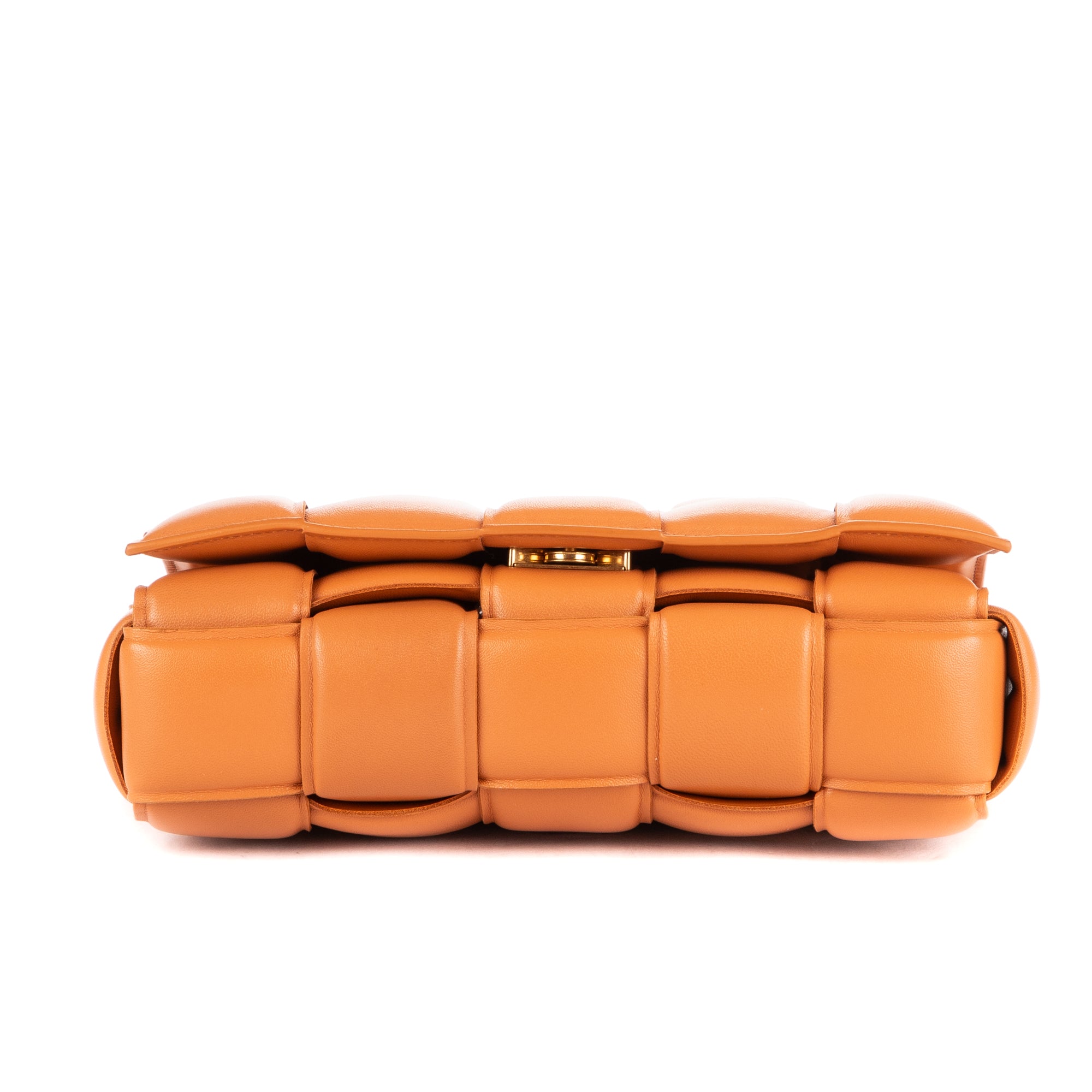 Shoulder Bag Chain Cassette Tan Padded Intrecciato Leather