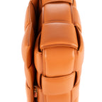 Shoulder Bag Chain Cassette Tan Padded Intrecciato Leather