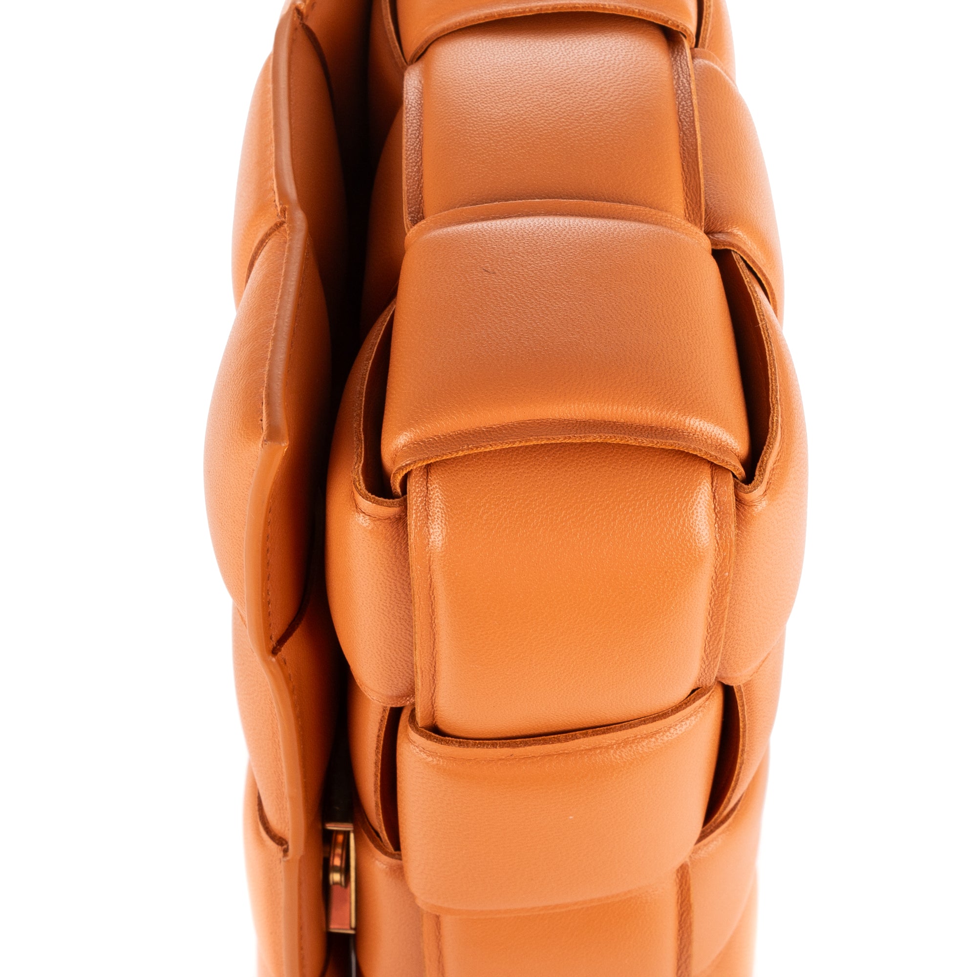 Shoulder Bag Chain Cassette Tan Padded Intrecciato Leather