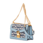 Bolso de hombro Confidential Tote Lona Jacquard Turquesa/Piel de Becerro