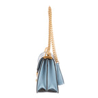 Bolso de hombro Confidential Tote Lona Jacquard Turquesa/Piel de Becerro