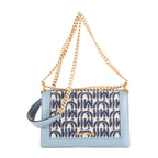 Bolso de hombro Confidential Tote Lona Jacquard Turquesa/Piel de Becerro