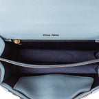 Bolso de hombro Confidential Tote Lona Jacquard Turquesa/Piel de Becerro
