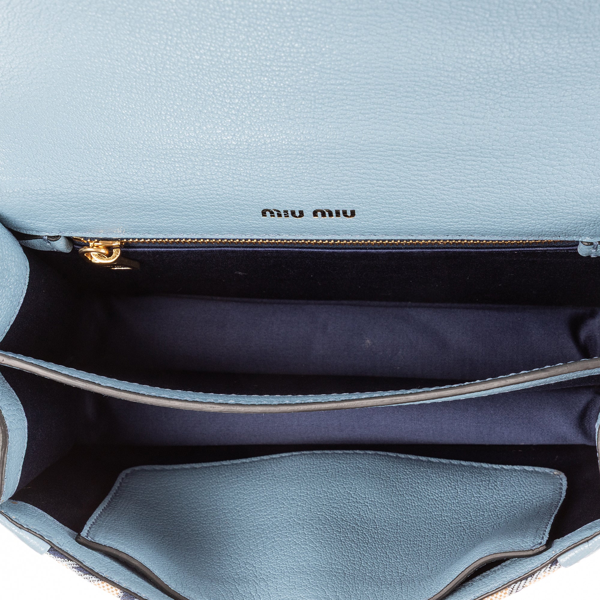 Bolso de hombro Confidential Tote Lona Jacquard Turquesa/Piel de Becerro