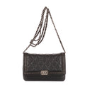 Bolso de hombro Cadena alrededor Monedero Boy con cadena Piel de becerro acolchada negra