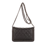 Bolso de hombro Cadena alrededor Monedero Boy con cadena Piel de becerro acolchada negra