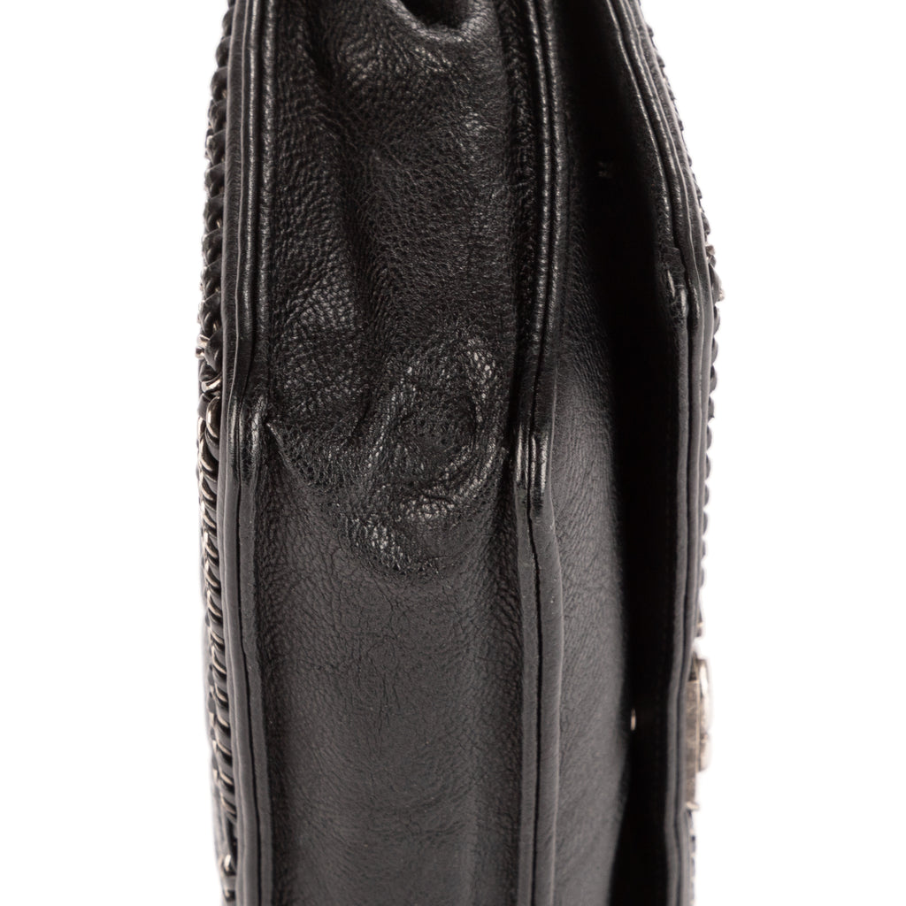 Bolso de hombro Cadena alrededor Monedero Boy con cadena Piel de becerro acolchada negra