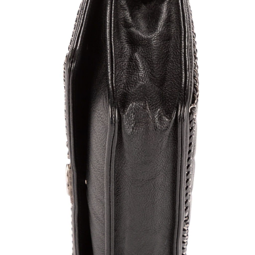 Bolso de hombro Cadena alrededor Monedero Boy con cadena Piel de becerro acolchada negra