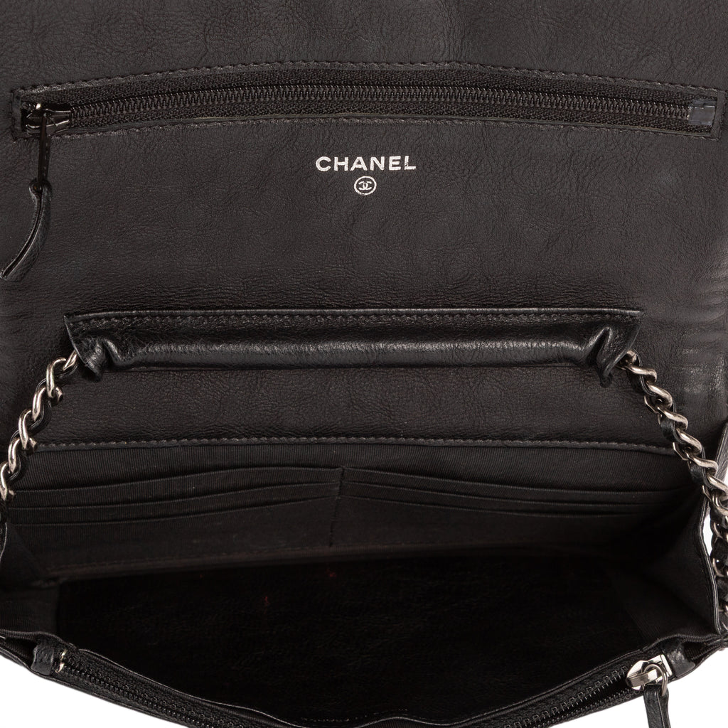 Bolso de hombro Cadena alrededor Monedero Boy con cadena Piel de becerro acolchada negra
