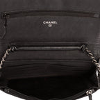 Bolso de hombro Cadena alrededor Monedero Boy con cadena Piel de becerro acolchada negra