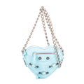 Shoulder Bag Le Cagole Heart Mini Blue Aged Calfskin Leather
