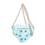 Shoulder Bag Le Cagole Heart Mini Blue Aged Calfskin Leather
