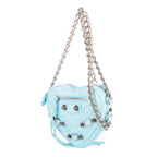 Shoulder Bag Le Cagole Heart Mini Blue Aged Calfskin Leather