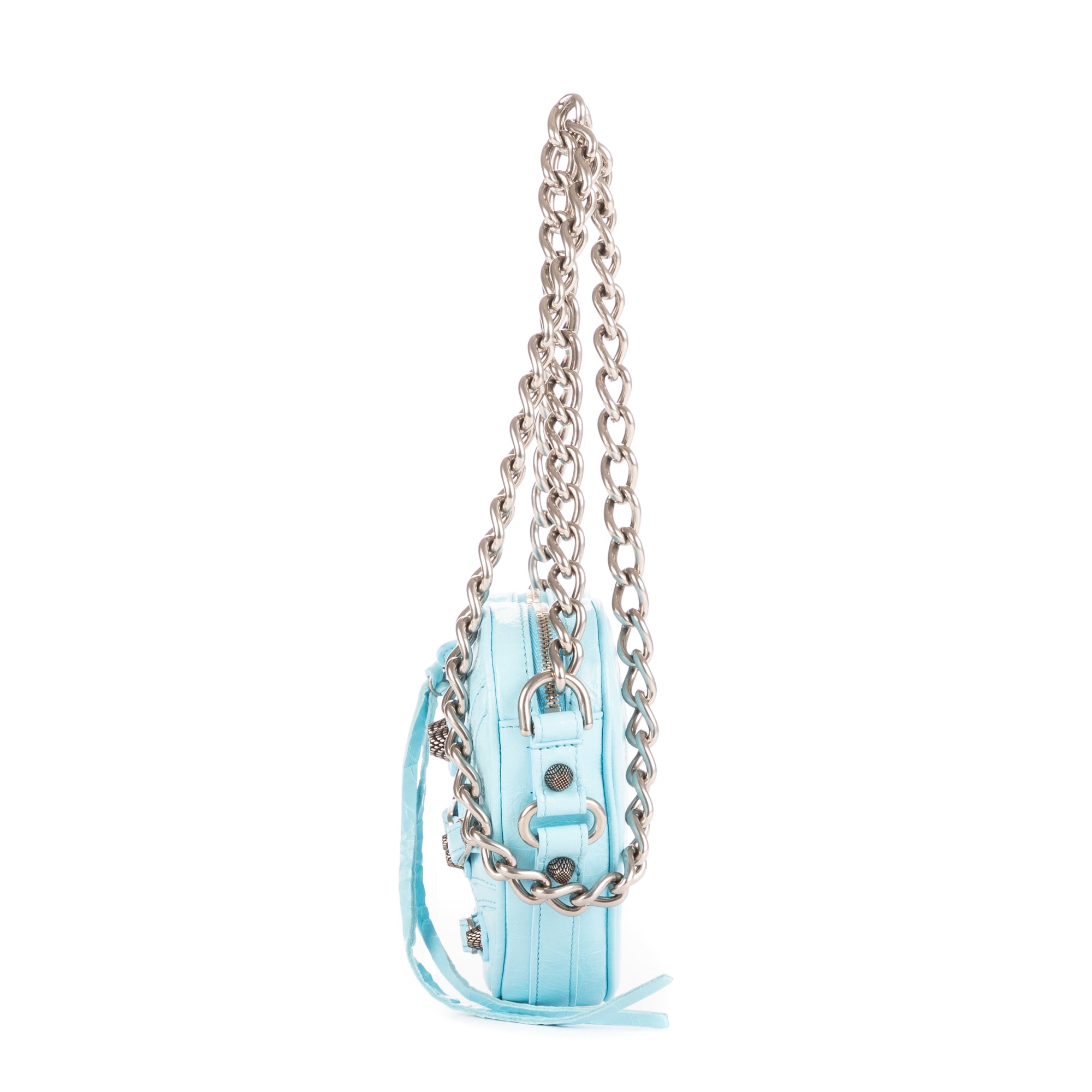 Shoulder Bag Le Cagole Heart Mini Blue Aged Calfskin Leather