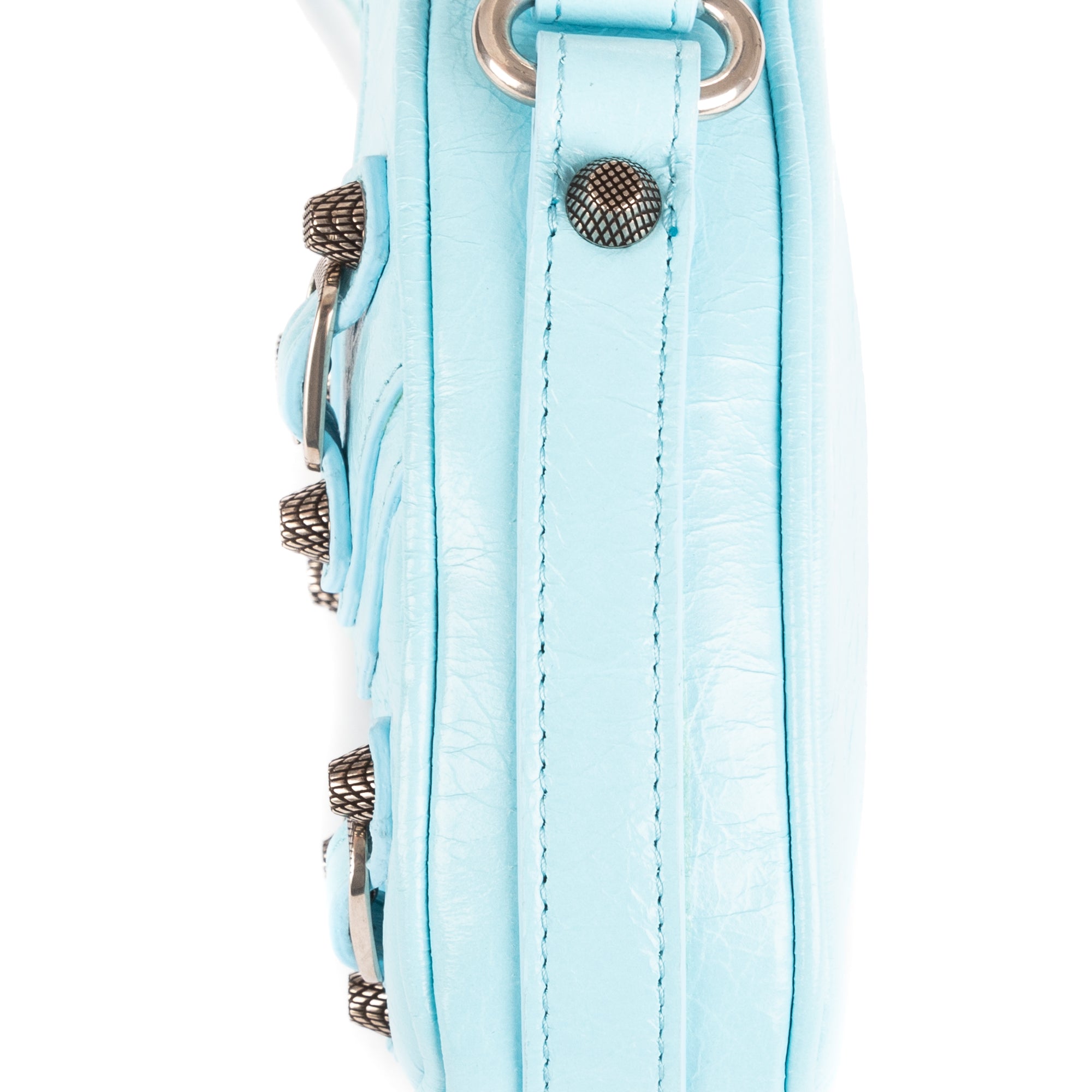 Shoulder Bag Le Cagole Heart Mini Blue Aged Calfskin Leather
