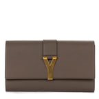 Clutch Classic Y Line Clutch Taupe Calfskin Leather