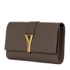 Clutch Classic Y Line Clutch Taupe Calfskin Leather