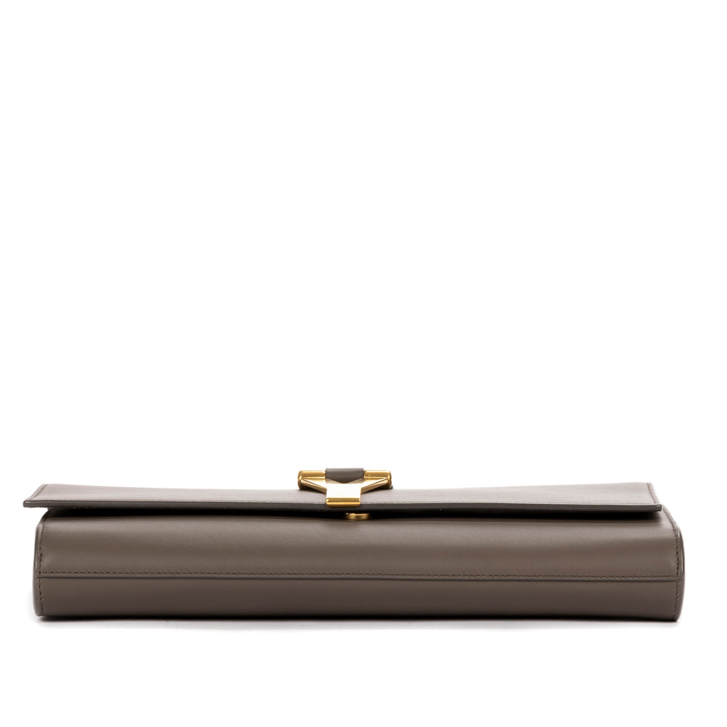 Clutch Classic Y Line Clutch Taupe Calfskin Leather