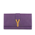 Clutch Classic Y Line Clutch Purple Calfskin Leather