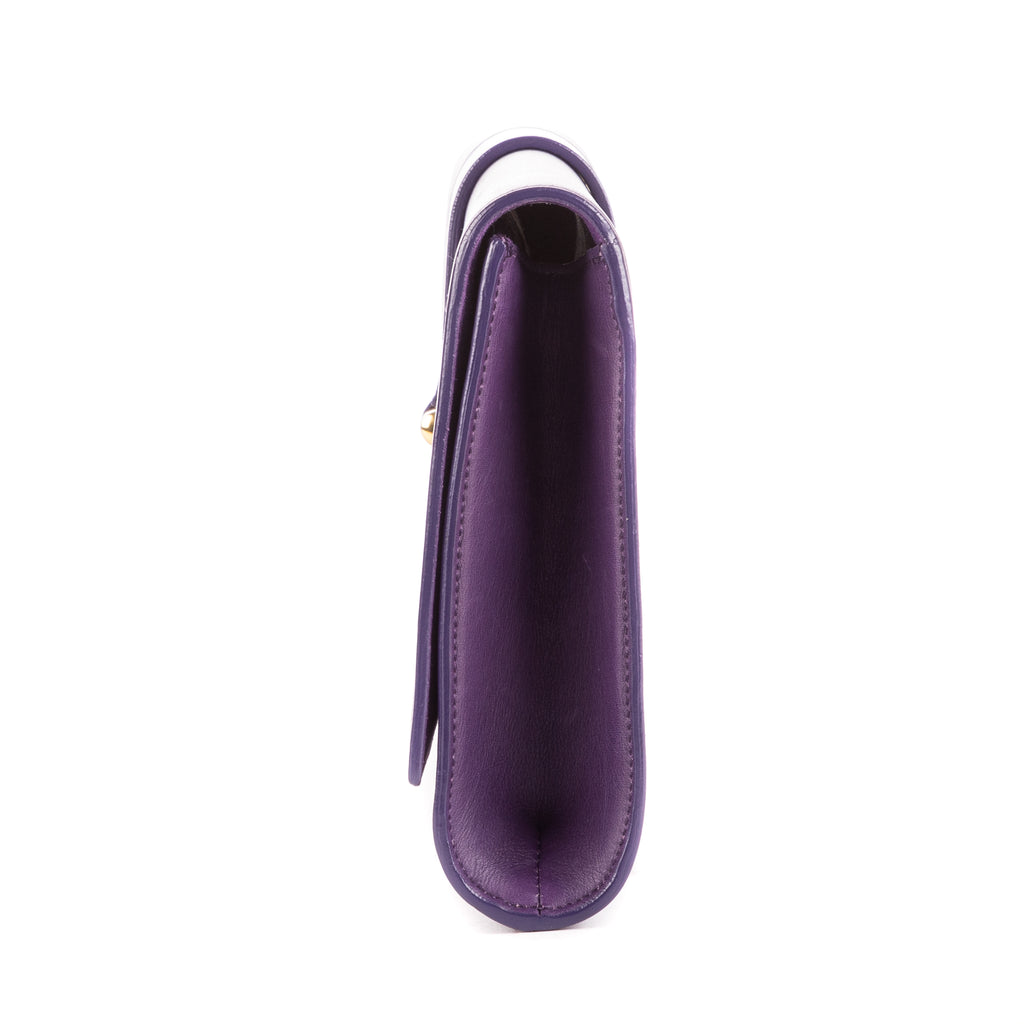 Clutch Classic Y Line Clutch Purple Calfskin Leather