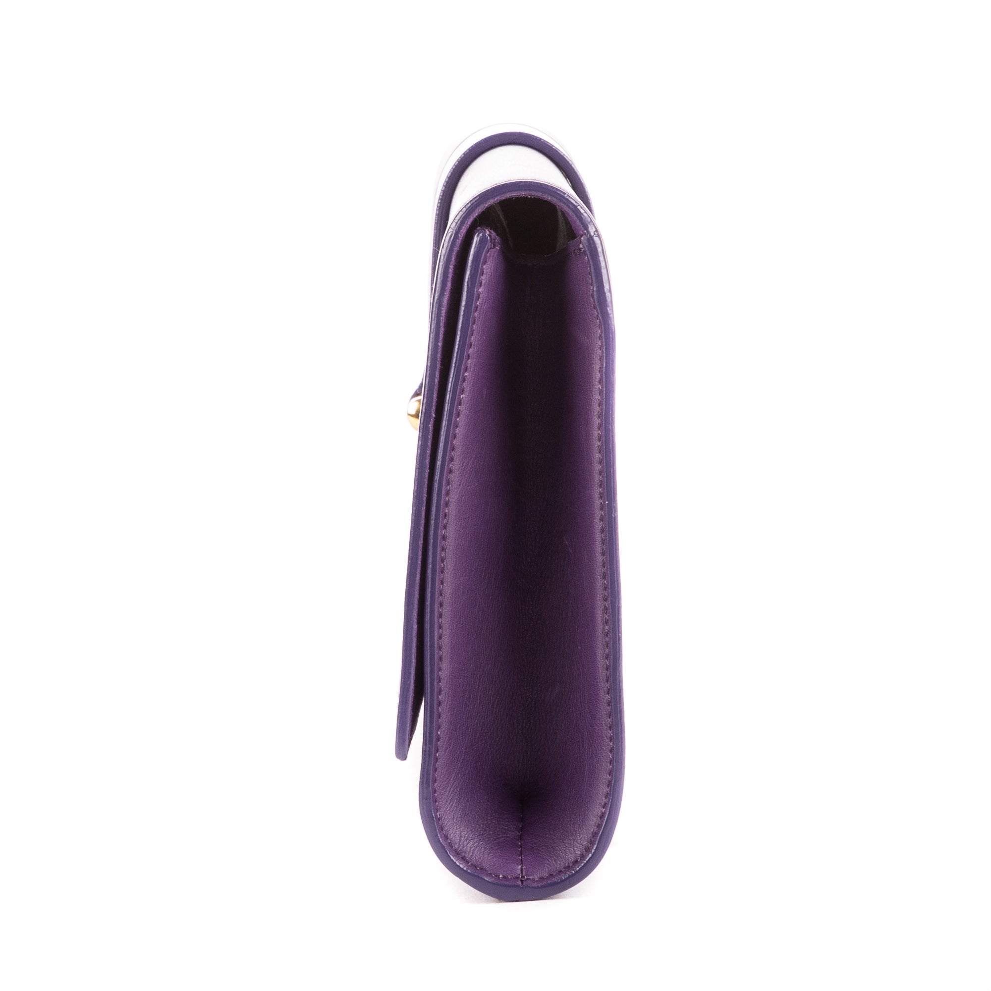 Clutch Classic Y Line Clutch Purple Calfskin Leather