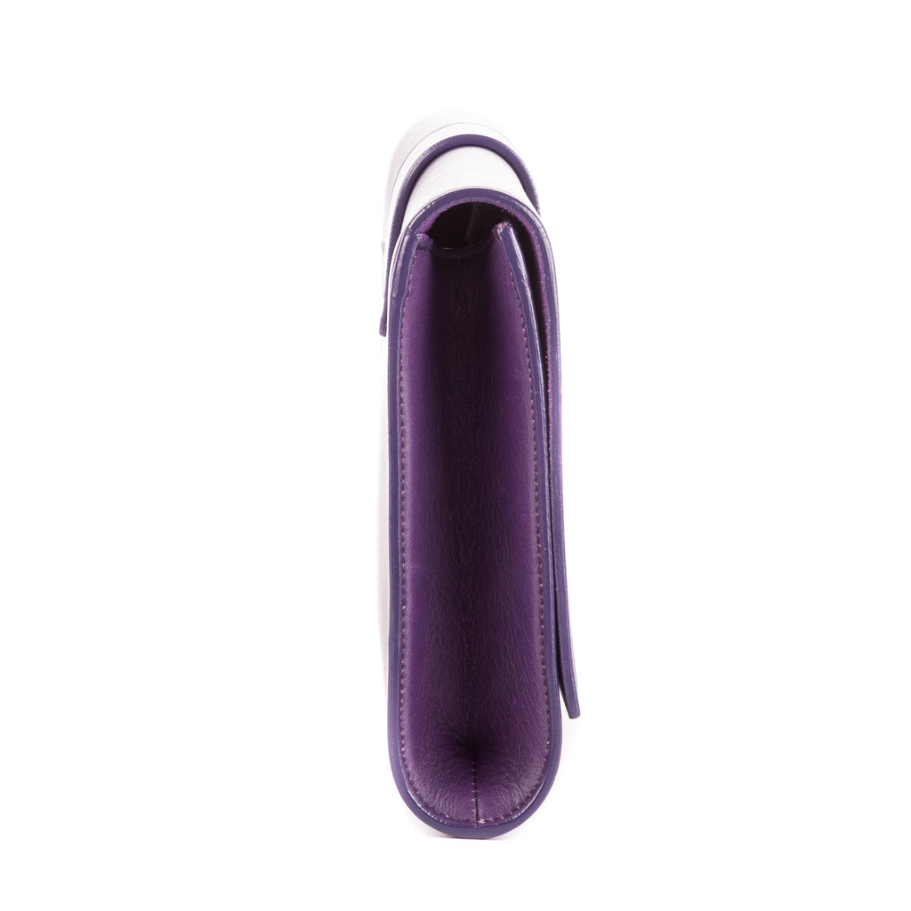 Clutch Classic Y Line Clutch Purple Calfskin Leather